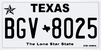 TX license plate BGV8025