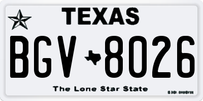 TX license plate BGV8026