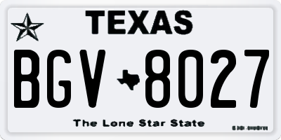 TX license plate BGV8027
