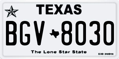 TX license plate BGV8030