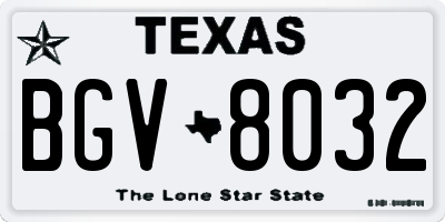 TX license plate BGV8032