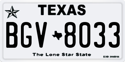 TX license plate BGV8033