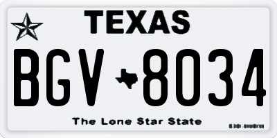 TX license plate BGV8034