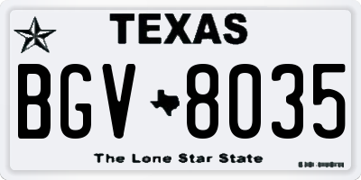 TX license plate BGV8035