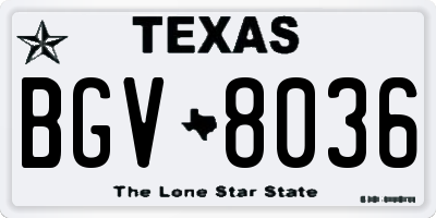 TX license plate BGV8036