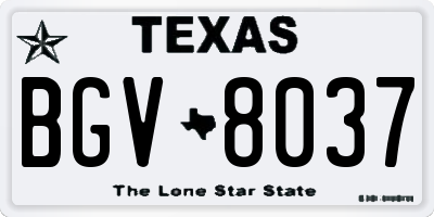 TX license plate BGV8037