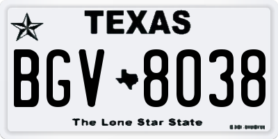 TX license plate BGV8038