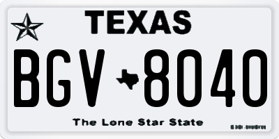 TX license plate BGV8040