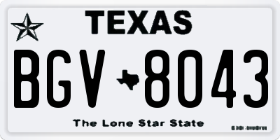 TX license plate BGV8043