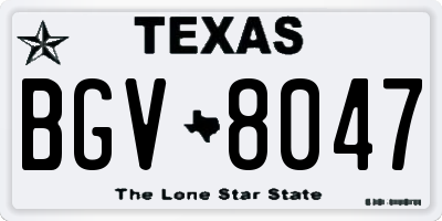 TX license plate BGV8047