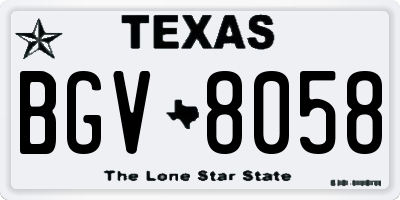 TX license plate BGV8058