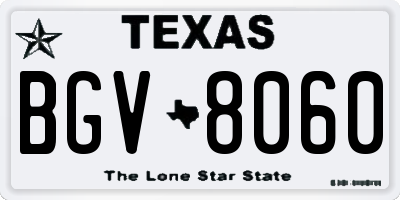 TX license plate BGV8060