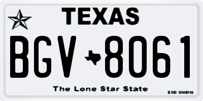 TX license plate BGV8061