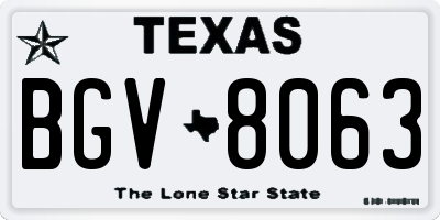 TX license plate BGV8063
