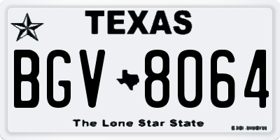 TX license plate BGV8064