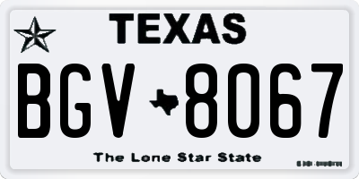 TX license plate BGV8067