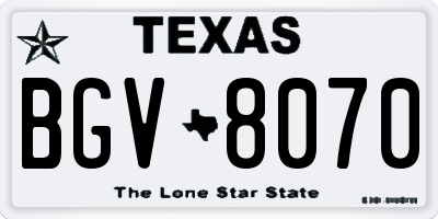 TX license plate BGV8070
