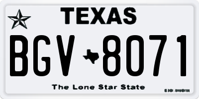 TX license plate BGV8071