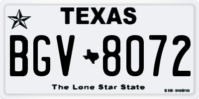 TX license plate BGV8072