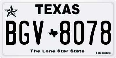 TX license plate BGV8078