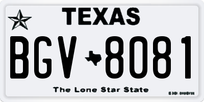 TX license plate BGV8081