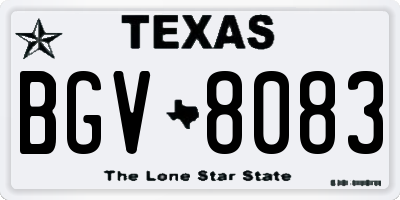 TX license plate BGV8083