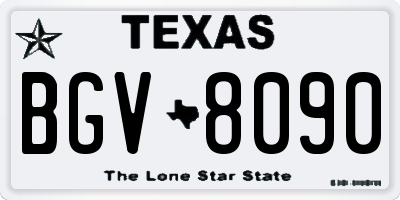 TX license plate BGV8090