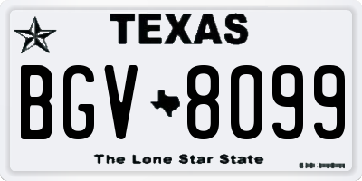 TX license plate BGV8099