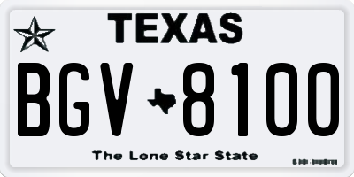 TX license plate BGV8100