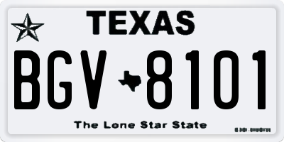 TX license plate BGV8101