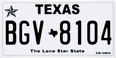 TX license plate BGV8104