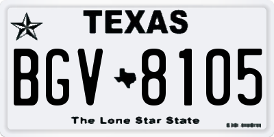 TX license plate BGV8105