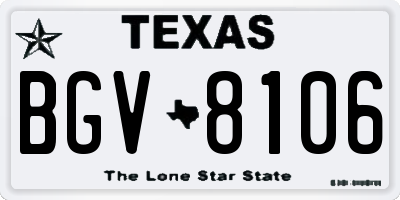 TX license plate BGV8106