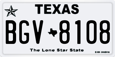 TX license plate BGV8108