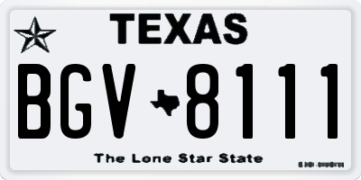 TX license plate BGV8111