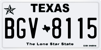TX license plate BGV8115
