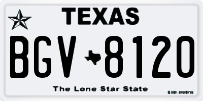 TX license plate BGV8120