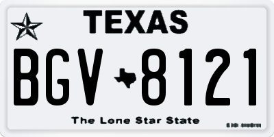 TX license plate BGV8121