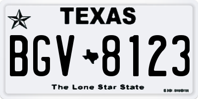 TX license plate BGV8123