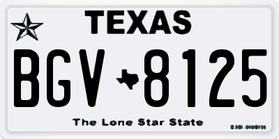 TX license plate BGV8125