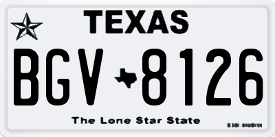 TX license plate BGV8126