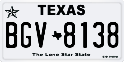 TX license plate BGV8138