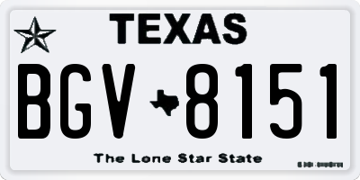 TX license plate BGV8151
