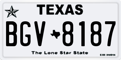TX license plate BGV8187