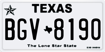 TX license plate BGV8190