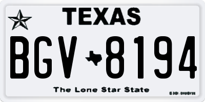 TX license plate BGV8194