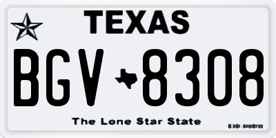 TX license plate BGV8308