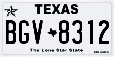 TX license plate BGV8312