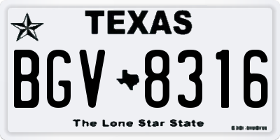 TX license plate BGV8316