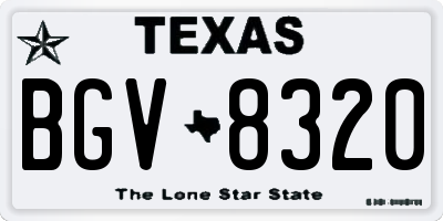 TX license plate BGV8320